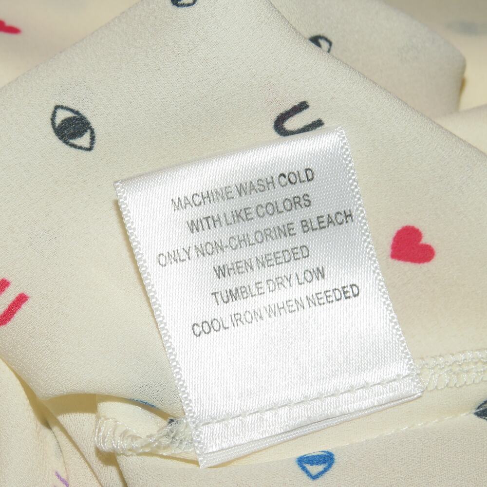 Modcloth Eye Love U Tie Neck Quirky Print 3/4 Sleeve Blouse - Picture 10 of 10